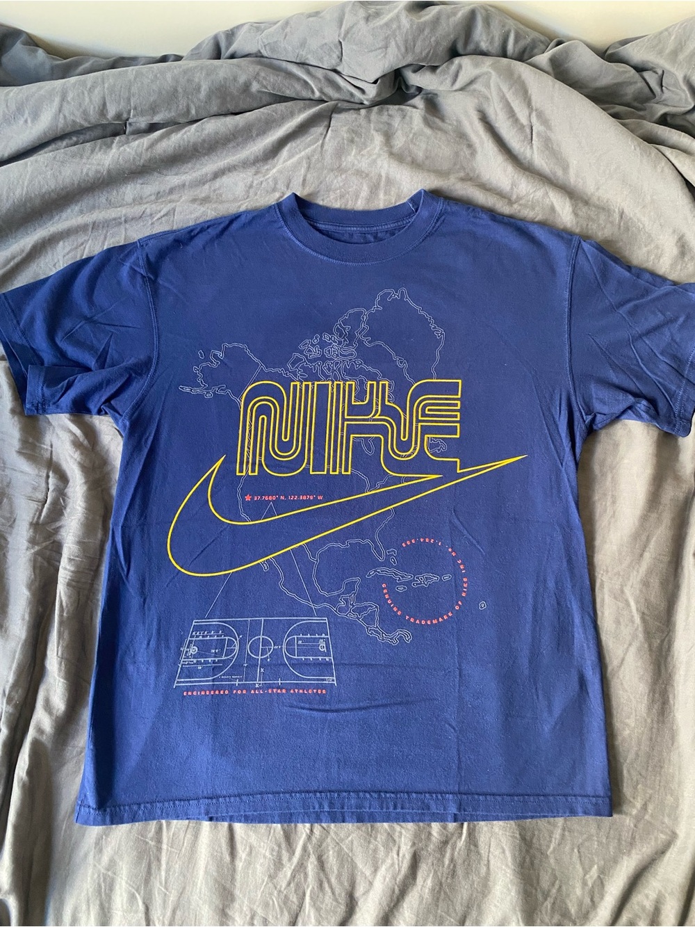 Nike Short-Sleeve Graphic Tee in Royal Blue with Yellow Logo